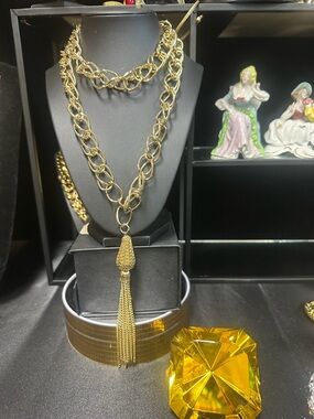 Gold Tassel Statement Necklace - Women Jewelry